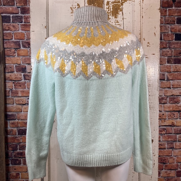 💙NWT! J.Crew Fair Isle Sequins Turtleneck Sweater - Picture 14 of 15
